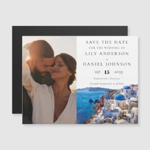 Invitación Magnética Santorini Grecia Foto Boda Save The Date