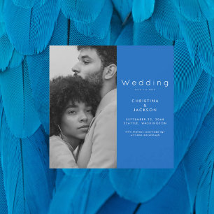 Invitación Magnética Sapphire Blue Photo Save the Date