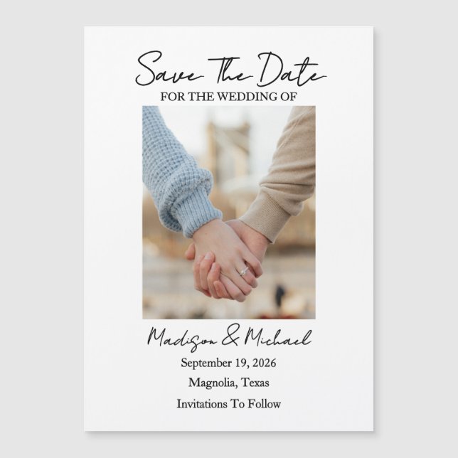 Invitación Magnética Save The Date Photo Thin Magnetic Card (Anverso)