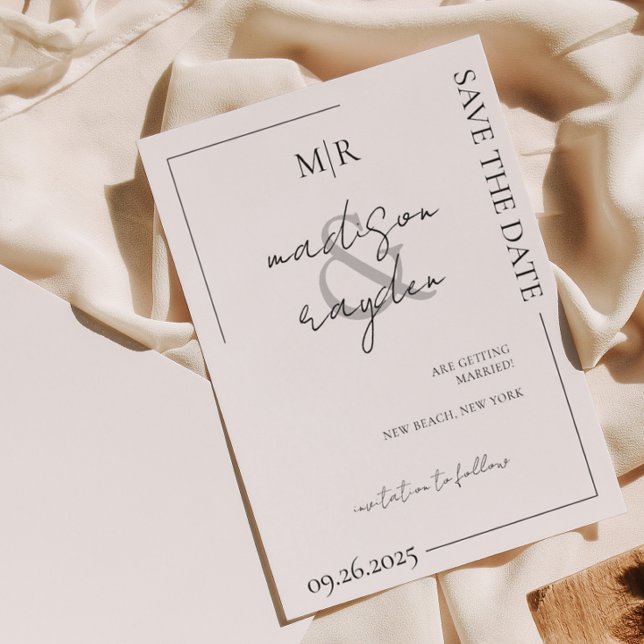 Invitación Magnética Script Typography Monograma Wedding Save the Date (Subido por el creador)