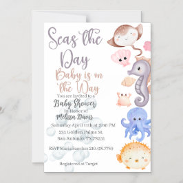 Invitación Magnética Seas the Day Baby Shower Invitation 