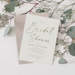 Invitación Magnética Sencilla ducha de novia con guión de oro