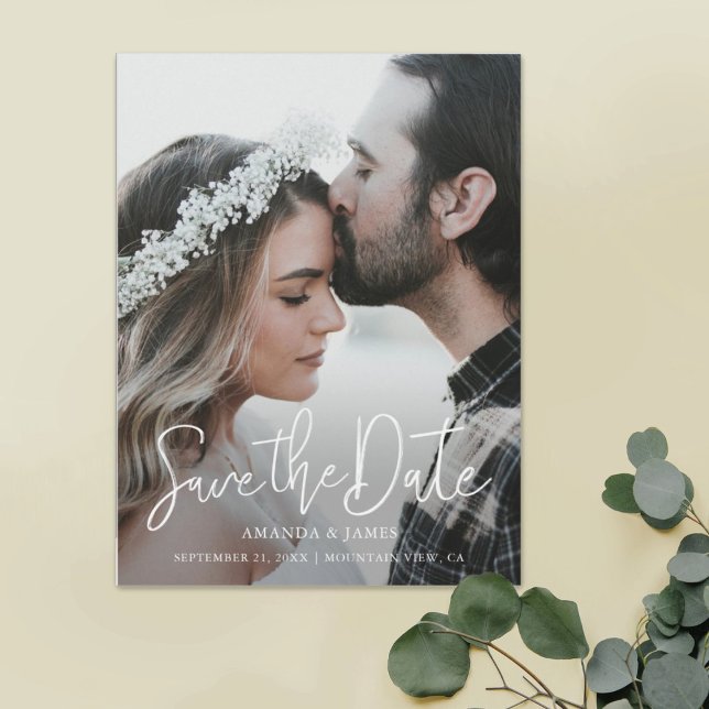 Invitación Magnética Sencilla y elegante foto de escritura moderna Guar (Subido por el creador)