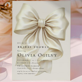 Invitación Magnética Sencillo Boho Elegante Crema de Marfil Bow Ducha B