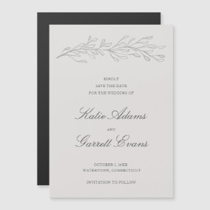 Invitación Magnética Sencillo Elegante Gris Save the Date de Boda