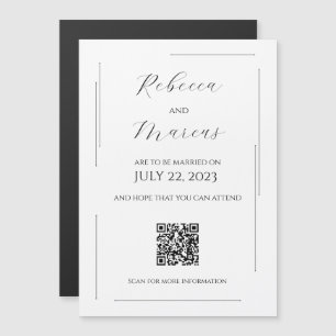 Invitación Magnética Sencillo, moderno y elegante con código QR   BODA