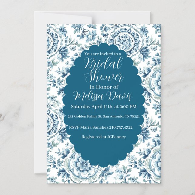 Invitación Magnética Serene Chinoiserie Bridal Shower Invitation (Anverso)