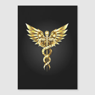 Invitación Magnética Símbolo de caduceo poligonal dorado