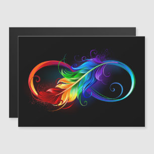 Invitación Magnética Símbolo de infinito con pluma de arcoíris