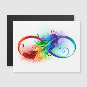Invitación Magnética Símbolo de infinito con pluma de arcoíris