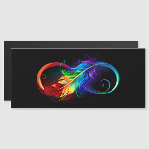 Invitación Magnética Símbolo de infinito con pluma de arcoíris