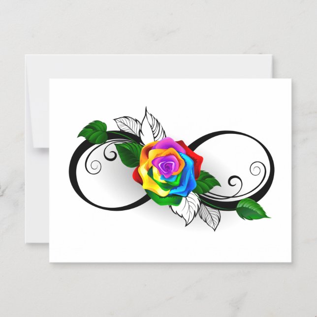 Invitación Magnética Símbolo de infinito con rosa arcoíris (Anverso)