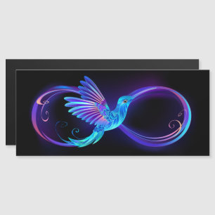 Invitación Magnética Símbolo de infinito de neón con colibrí brillante