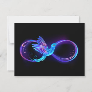 Invitación Magnética Símbolo de infinito de neón con colibrí brillante