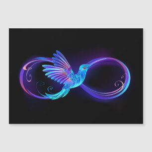 Invitación Magnética Símbolo de infinito de neón con colibrí luminoso