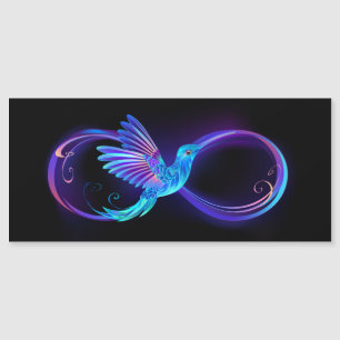Invitación Magnética Símbolo de infinito neón con colibrí brillante