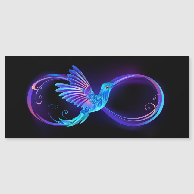Invitación Magnética Símbolo de infinito neón con colibrí brillante (Anverso)