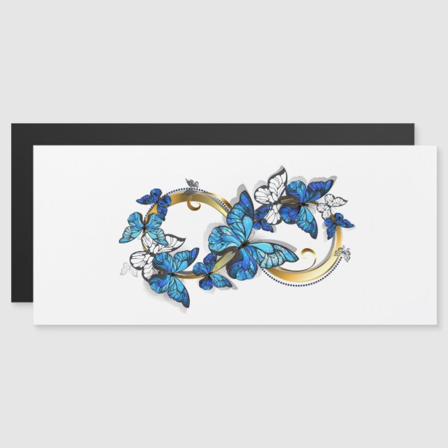 Invitación Magnética Símbolo infinito de mariposas Morpho azules (Anverso/Reverso)
