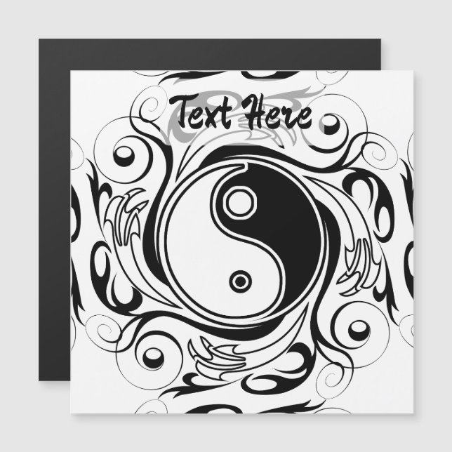 Invitación Magnética Símbolo Yin & Yang estilo Tatuaje blanco y negro (Anverso/Reverso)