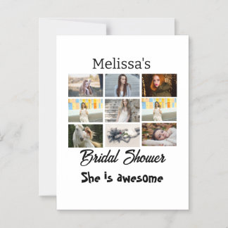 Invitación Magnética Simple Bridal Shower personalizada 9 Collage de fo