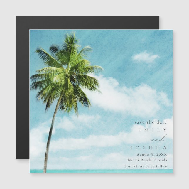Invitación Magnética Simple Destino Boda De Playa Guardar La Fecha (Anverso/Reverso)