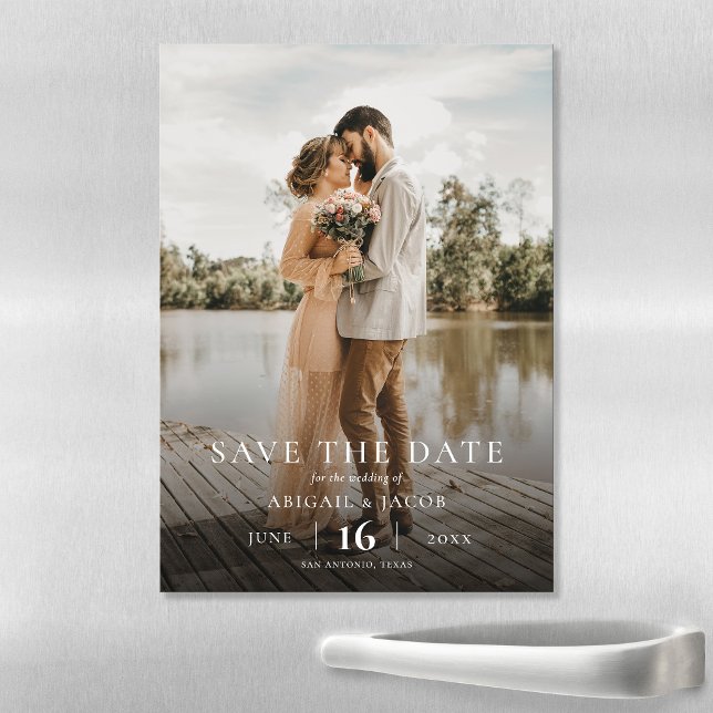 Invitación Magnética Simple Elegant Modern Photo Wedding Save the Date (Subido por el creador)
