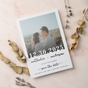Invitación Magnética Simple Elegante Foto De Script Guardar El Boda De