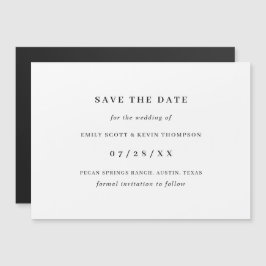 Invitación Magnética Simple Minimalista de Guardar la Fecha en Negro y 