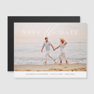 Invitación Magnética Simple Moda Foto Boda Minimalista Guardar La Fecha