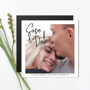 Invitación Magnética Simple Modern Save The Date Photo Boda