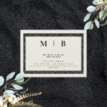 Invitación Magnética Simple monograma Beige y negro salven la fecha<br><div class="desc">Beige simple y elegante con Monograma negro Guardar la fecha. Boda. Nombres primero y último. Moderno. Magnética. Borde negro de imagen purpurina.</div>