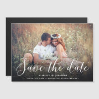 Simple Romance Elegant Photo Save the Date | Blanc