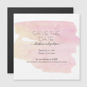 Invitación Magnética Simple Save Date de Acuarela Rosa y Amarillo