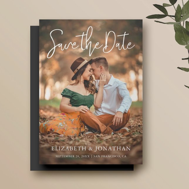 Invitación Magnética Simple y elegante matrimonio de fotos Guardar la f (Subido por el creador)