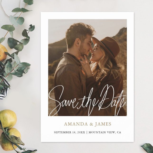 Invitación Magnética Simple y moderna Boda de oro salva la fecha (Subido por el creador)