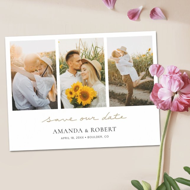 Invitación Magnética Simple y moderno Collage de fotos múltiple Guardar (Subido por el creador)