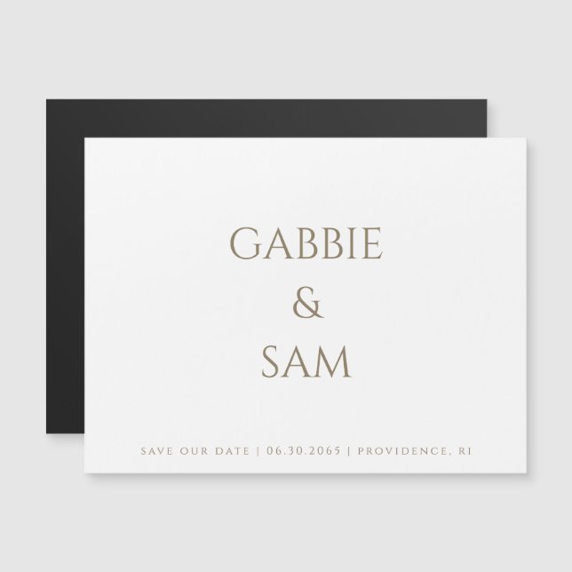 Invitación Magnética Simplicidad Boda Guarda nuestra Fecha (Anverso/Reverso)