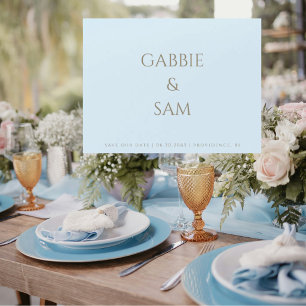 Invitación Magnética Simplicity Icy Blue Boda Guarda nuestra Fecha