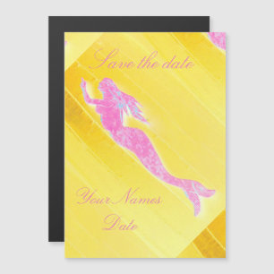 Invitación Magnética sirena rosa levantándose