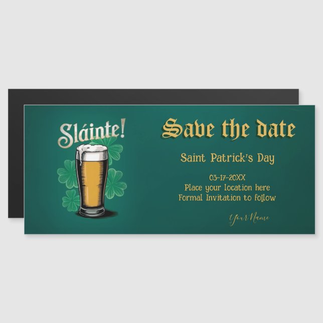 Invitación Magnética ¡Slàinte! Pinta de cerveza del Día de San Patricio (Anverso/Reverso)