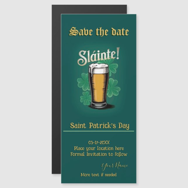 Invitación Magnética ¡Slàinte! Pinta de cerveza del Día de San Patricio (Anverso/Reverso)