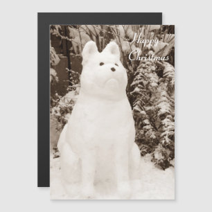 Invitación Magnética snowman de perro de nevado divertido para navidade