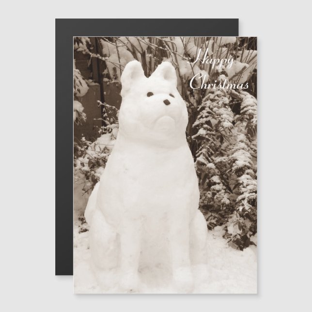 Invitación Magnética snowman de perro de nevado divertido para navidade (Anverso/Reverso)
