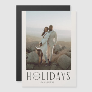 Invitación Magnética Sofisticada foto de Cream & Black Happy Holidays