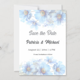Invitación Magnética Soft Blue Himalayan Poppy Flower Garden Wedding 