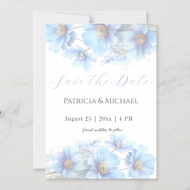 Invitación Magnética Soft Blue Himalayan Poppy Flower Garden Wedding  (Anverso)