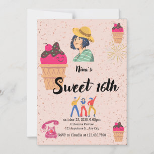 Invitación Magnética Sparkle estilo Scoop A Whimsical Sweet 16 Bash