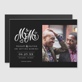 Invitación Magnética Sr. & Mr. Script - Guardar la fecha con foto