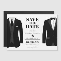 Sr. y Sr. Modern Black Boda Tux - Save the Date