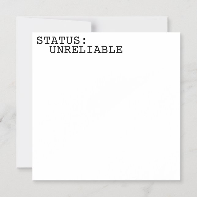 Invitación Magnética Status Unreliable Minimalist Typographic  (Anverso)